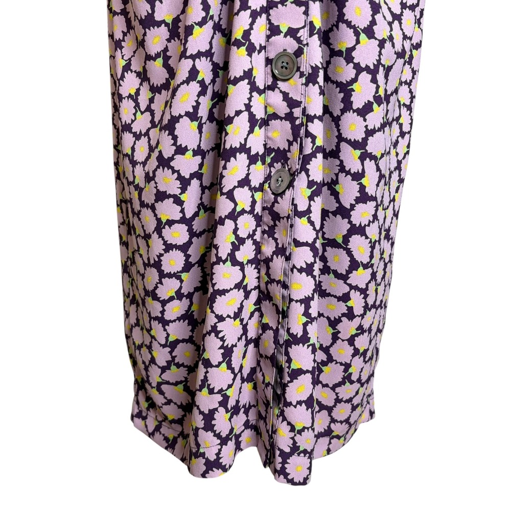Kate Spade Sunny Bloom Shirt Dress Purple Floral Button Preppy Grunge Midi 16 - Picture 6 of 8